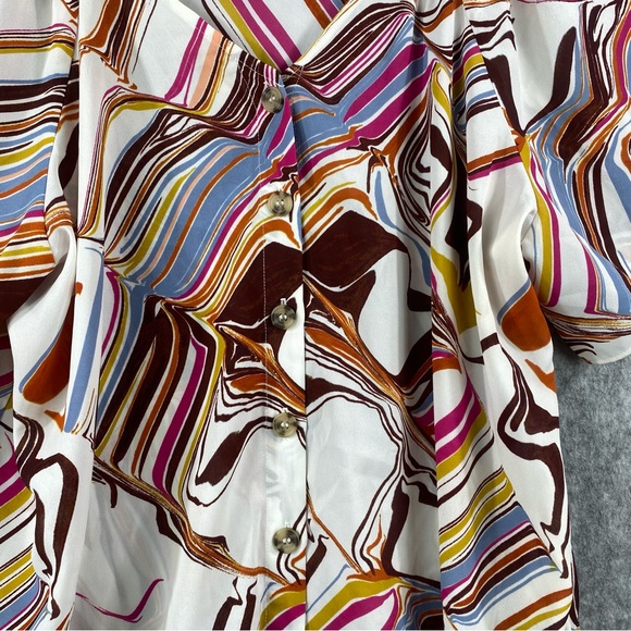 Cato Est 1946 Womens Multicolor Bell Sleeve Artist Print Blouse Size XL - Picture 5 of 11